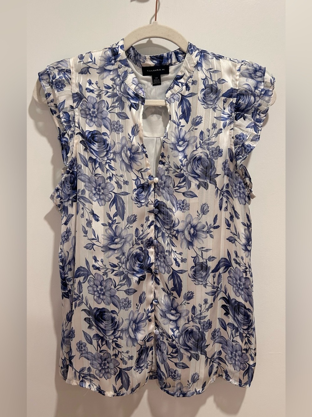 White & Blue Floral Blouse